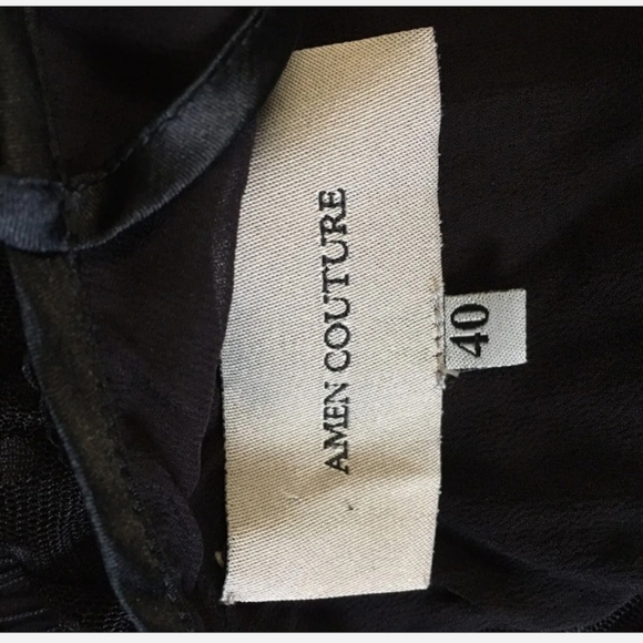 Amen Couture Black Polka Dot Tiered Mesh Lace Blouse - Picture 14 of 15